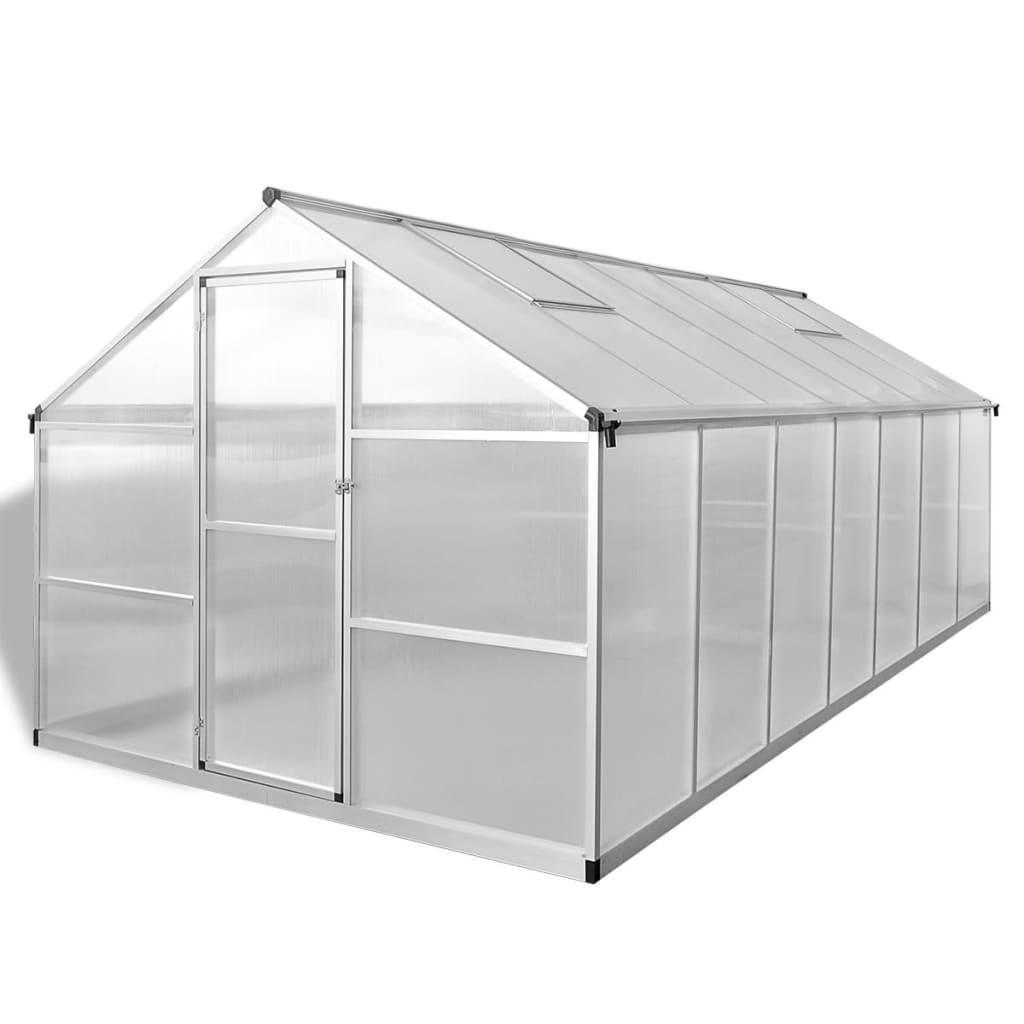 Rastlinjak z okrepljenim aluminijastim okvirjem 421 x 250 x 195 cm (10,53 m²), prosojen - slika 2