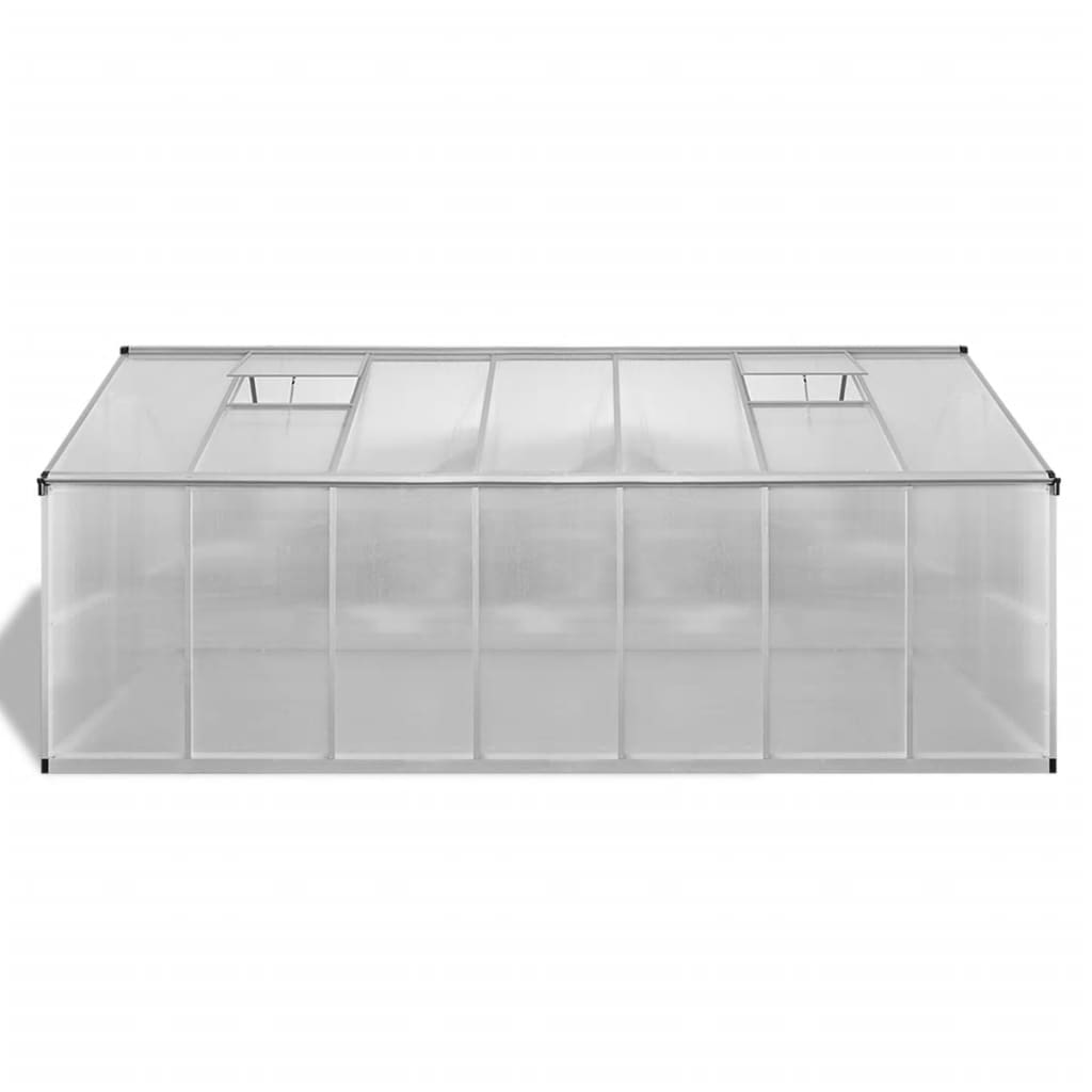 Rastlinjak z okrepljenim aluminijastim okvirjem 421 x 250 x 195 cm (10,53 m²), prosojen - slika 3
