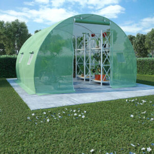 Rastlinjak z jeklenim ogrodjem 300 x 300 x 200 cm (9 m²), zelen