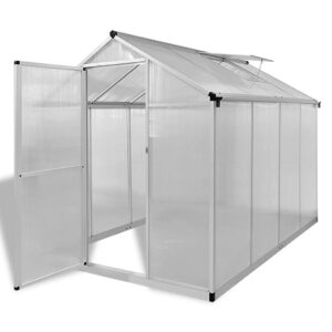 Rastlinjak z okrepljenim aluminijastim okvirjem 242 x 190 x 195 cm (4,6 m²), prosojen