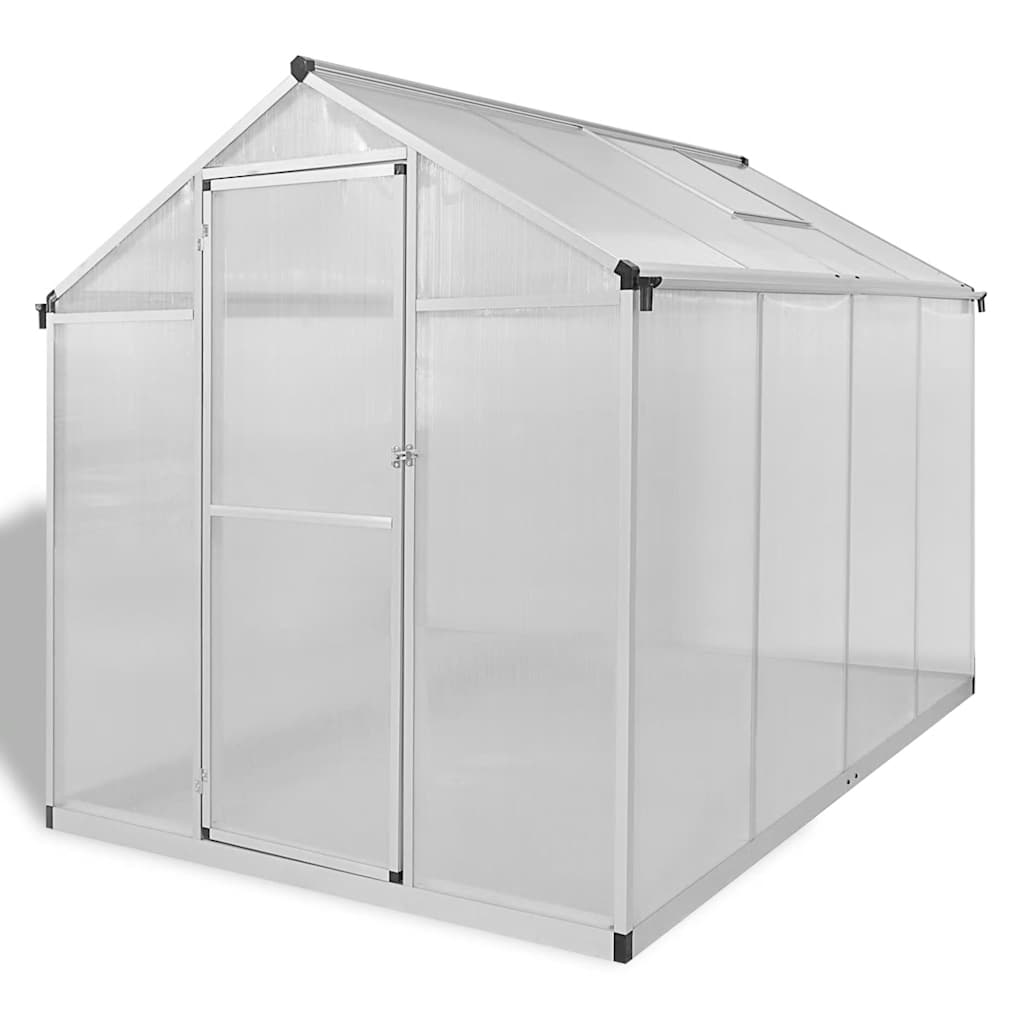 Rastlinjak z okrepljenim aluminijastim okvirjem 242 x 190 x 195 cm (4,6 m²), prosojen - slika 2