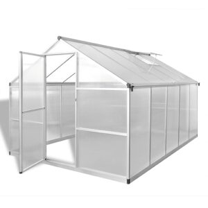 Rastlinjak z okrepljenim aluminijastim okvirjem 302 x 250 x 195 cm (7,55 m²), prosojen