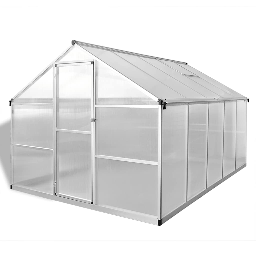 Rastlinjak z okrepljenim aluminijastim okvirjem 302 x 250 x 195 cm (7,55 m²), prosojen - slika 2