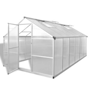 Rastlinjak z okrepljenim aluminijastim okvirjem 361 x 250 x 195 cm (9 m²), prosojen