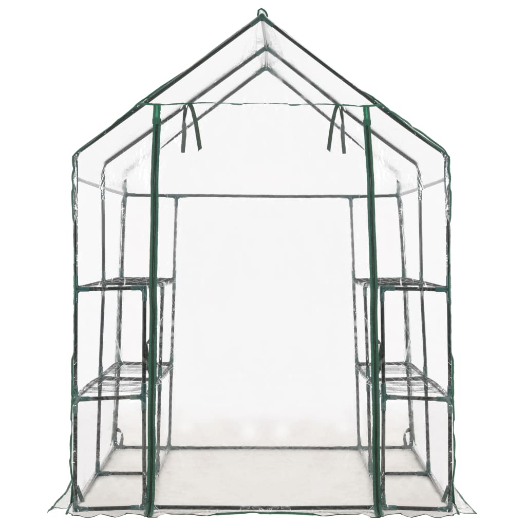 Rastlinjak z 8 policami 143 x 143 x 195 cm, prosojen - slika 4