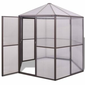 Rastlinjak iz aluminija 240 x 211 x 232 cm, rjav