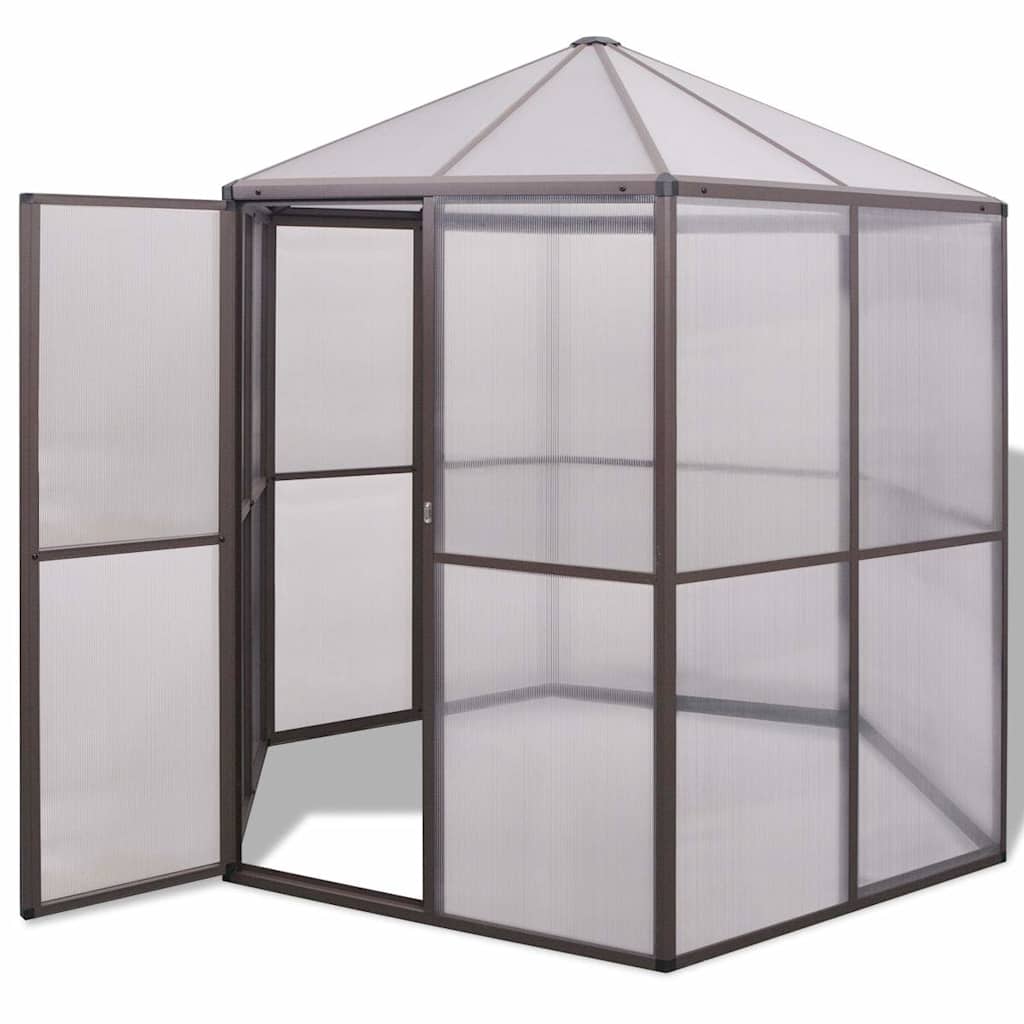 Rastlinjak iz aluminija 240 x 211 x 232 cm, rjav