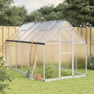 Rastlinjak z aluminijastim okvirjem 334 x 169 x 195 cm, srebrn